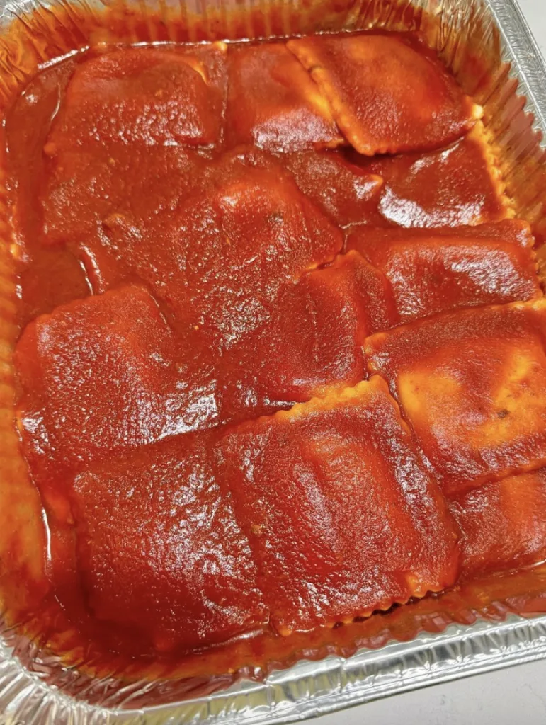 Cheese Ravioli in Mom’s Gravy