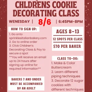 8/6 Children’s Decorating Class