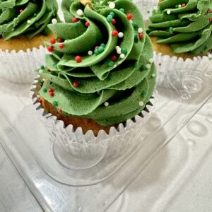 Vanilla Cupcakes – Christmas Trees (silver) (6 cupcakes)