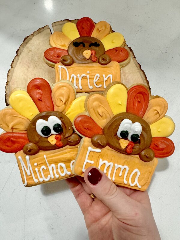 Turkey Name Card Sugar Cookie