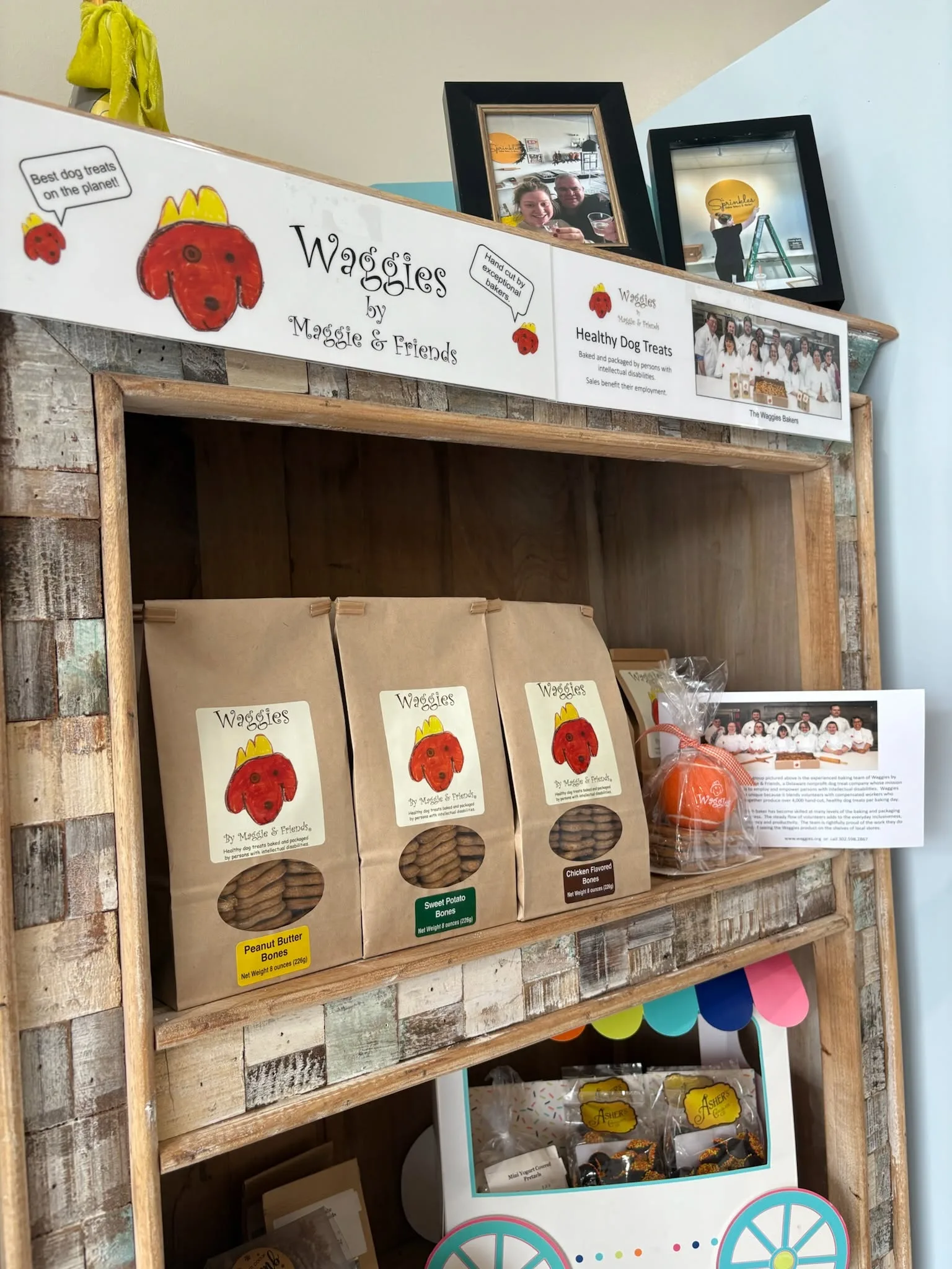Sprinkles Italian Bakery selling Waggies by Maggie & Friends
